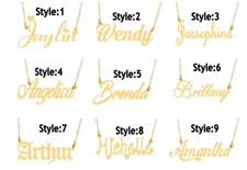 PERSONALIZED 14K GOLD PLATED NAME PLATE NECKLACE Any name Any Style Ship from US