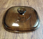 Vtg Pyrex A9C Glass Lid Amber Brown 8" Square Corning Ware Casserole Cover