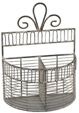 Wandkorb Shabby Chic Landhaus Metallkorb Korb Hängekorb Drahtkorb grau 2 Ablagen