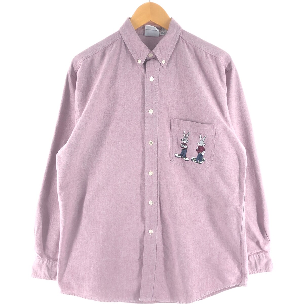 古着 90年代 ACME CLOTHING CO. LOONEY TUNES ルーニーテューンズ バッグスバニー 長袖 ボタンダウンシャツ レディースM相当 ヴィンテージ /eaa524953 90'S ACME CLOTHING CO. LOONEY TUNES Bugs Bunny long sleeve