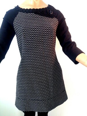 $495 NEW  ESCADA SPORT CHIC WOOL/COTTON  LINED  KNITTED SLEEVES DRESS SIZE 34,S