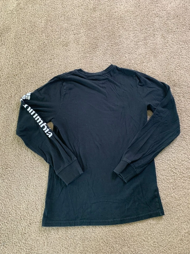 Columbia Mens Shirt Small Black Crewneck Long Sleeve Spell out Logo Outdoors - Image 3 of 4