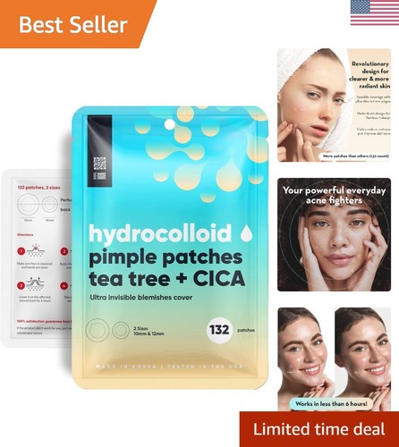 132 Hydrocolloid Pimple Patches with Tea Tree Oil - Invisible Acne Solution