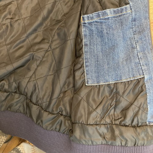 Vintage 90's Dickies Women's Blue Denim Jacket Size M 20x25, Black Quilted Liner - Picture 5 of 11
