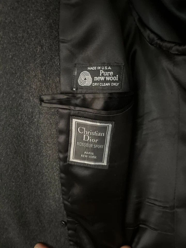 Abrigo de lana deportivo vintage Christian Dior Monsieur gabardina gris Foto 2 de 4