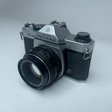 ASAHI PENTAX K1000 50mm Film Camera w Asahi Optical 50mm & 75-260 Telephoto Lens