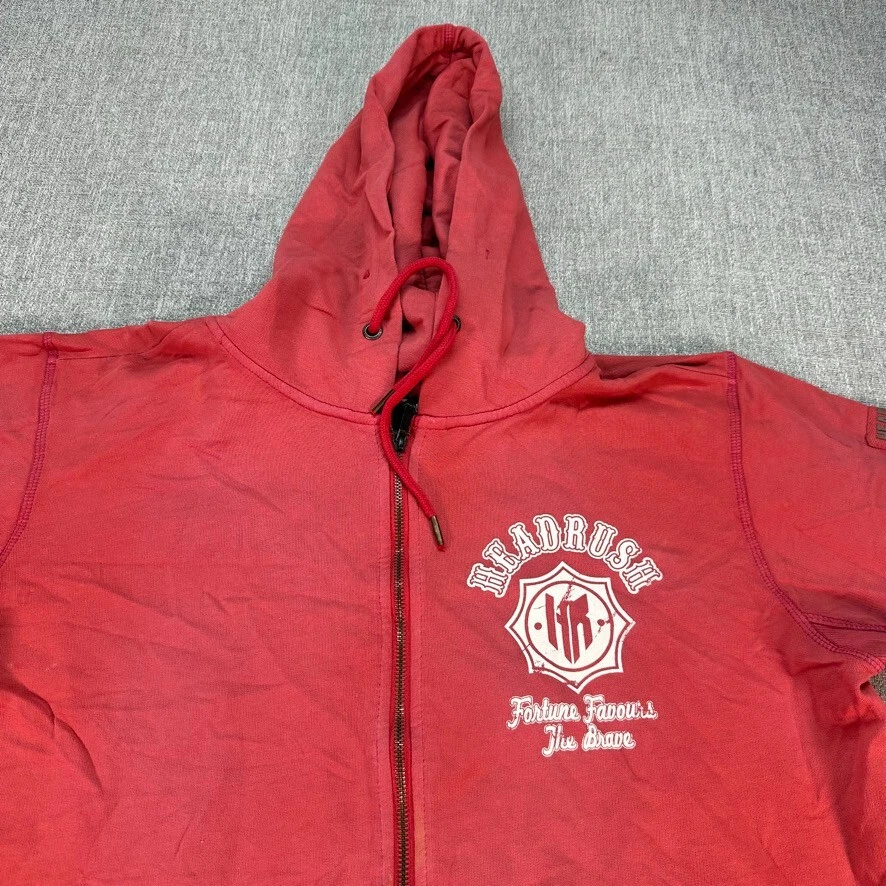 Headrush Sudadera con Capucha Para Hombre 2XL Roja Cremallera Completa #13 Fortune Favours The Brave Foto 2 de 4