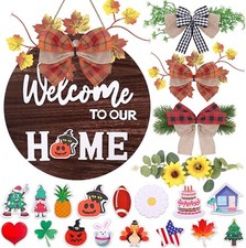 Seasonal Welcome Sign Front Door Decoration Welcome Sign for Front Door Round...