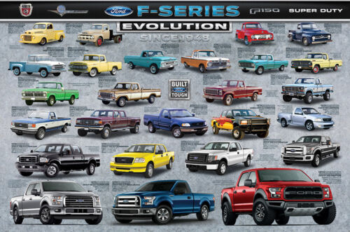 Camión pickup Ford serie F-150 EVOLUCIÓN historia de los autos estadounidenses PÓSTER 24x36 - Imagen 1 de 1