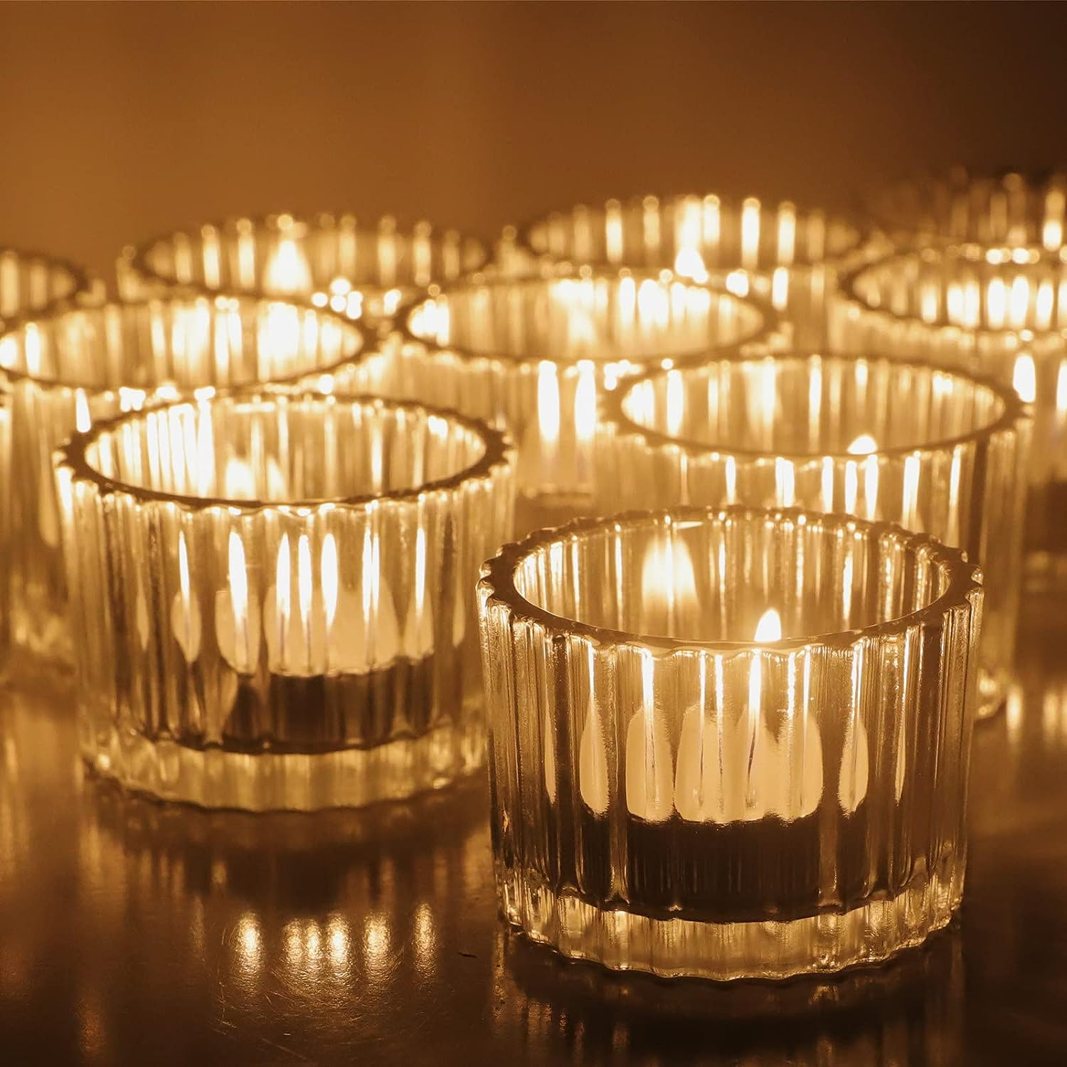 Set of 24 Glass Tealight Candle Holders for Birthday Decorations-image