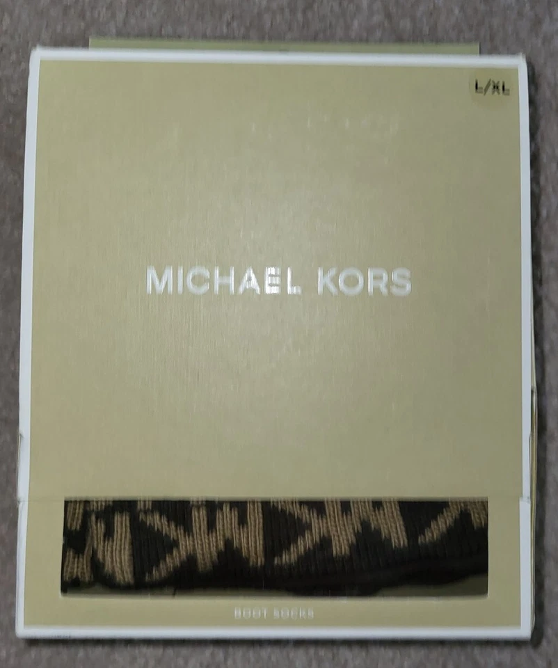 Calcetines bota Michael Kors para mujer marrón con puño MK talla L/XL (9-11) Foto 2 de 4