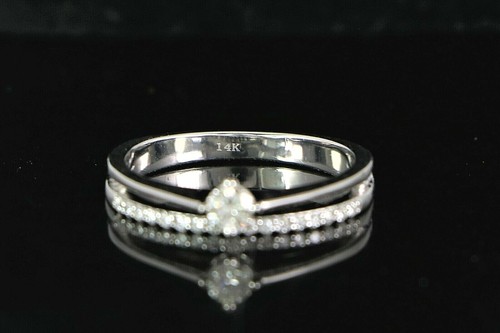 $ 1.650 14K Weißgold runder Diamant Verlobungsring Hochzeit geteilter Schaft Band 6,5 - Bild 6 von 7