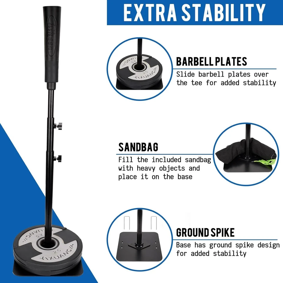 Softball Batting Tee Height Adjustable 25-51", Baseball Bat Tee Heavy Duty Base - Image 3 of 4