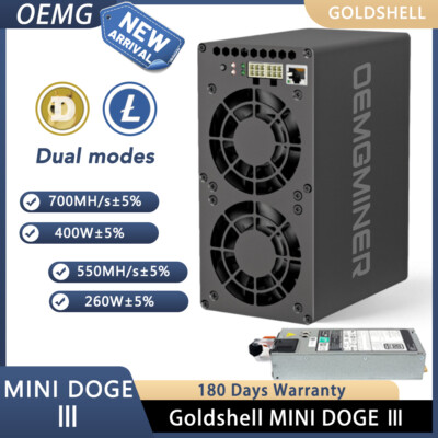New Goldshell Mini Doge    Miner Doge Coin LTC Dual Mode 700M or 550M with PSU