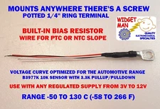 RTD Temperature Sensor, 1/4" Ring w/ Built-In Pull Resistor PTC or NTC, B3977K