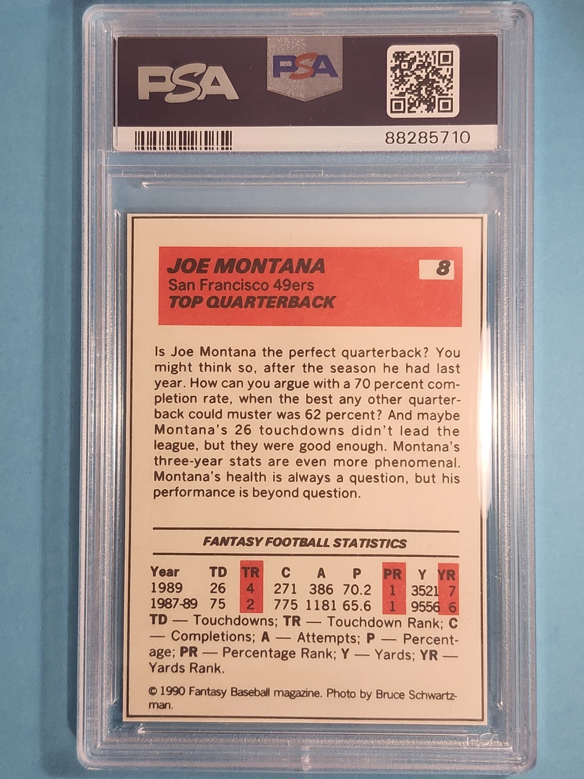 1990 Baseball Cards Fantasy Joe Montana 49ers #8 PSA 10 GEM MT ⚾ view 2