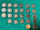 25 Kennedy Half Dollars 40% Silver -  1965 to 1969.  Encapsulated vintage coins