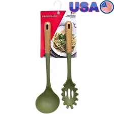 Silicone Pasta Fork & Soup Ladle Kitchen Utensil Set Non-Stick Heat Resistant US