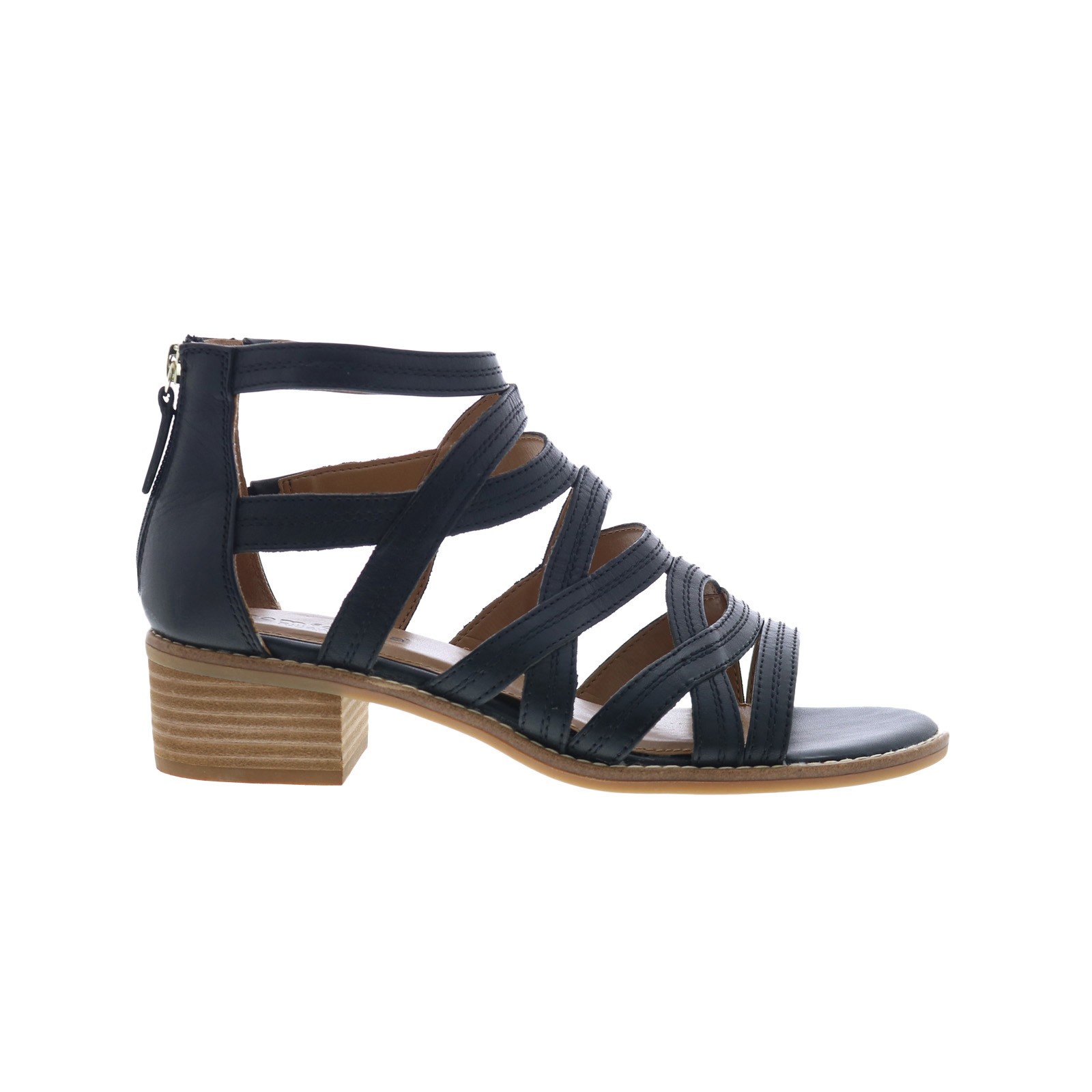 Comfortiva Betha CT0010901 Womens Black Wide Leather Heeled Sandals Shoes 6