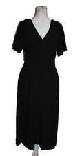 Loft Black Flounce Cap Sleeve V-Neck Midi Dress Womens Size 4