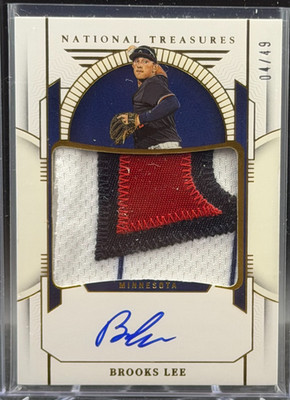Brooks Lee 2024 National Treasures Prospect Materials Auto Gold #4/49 - Twins