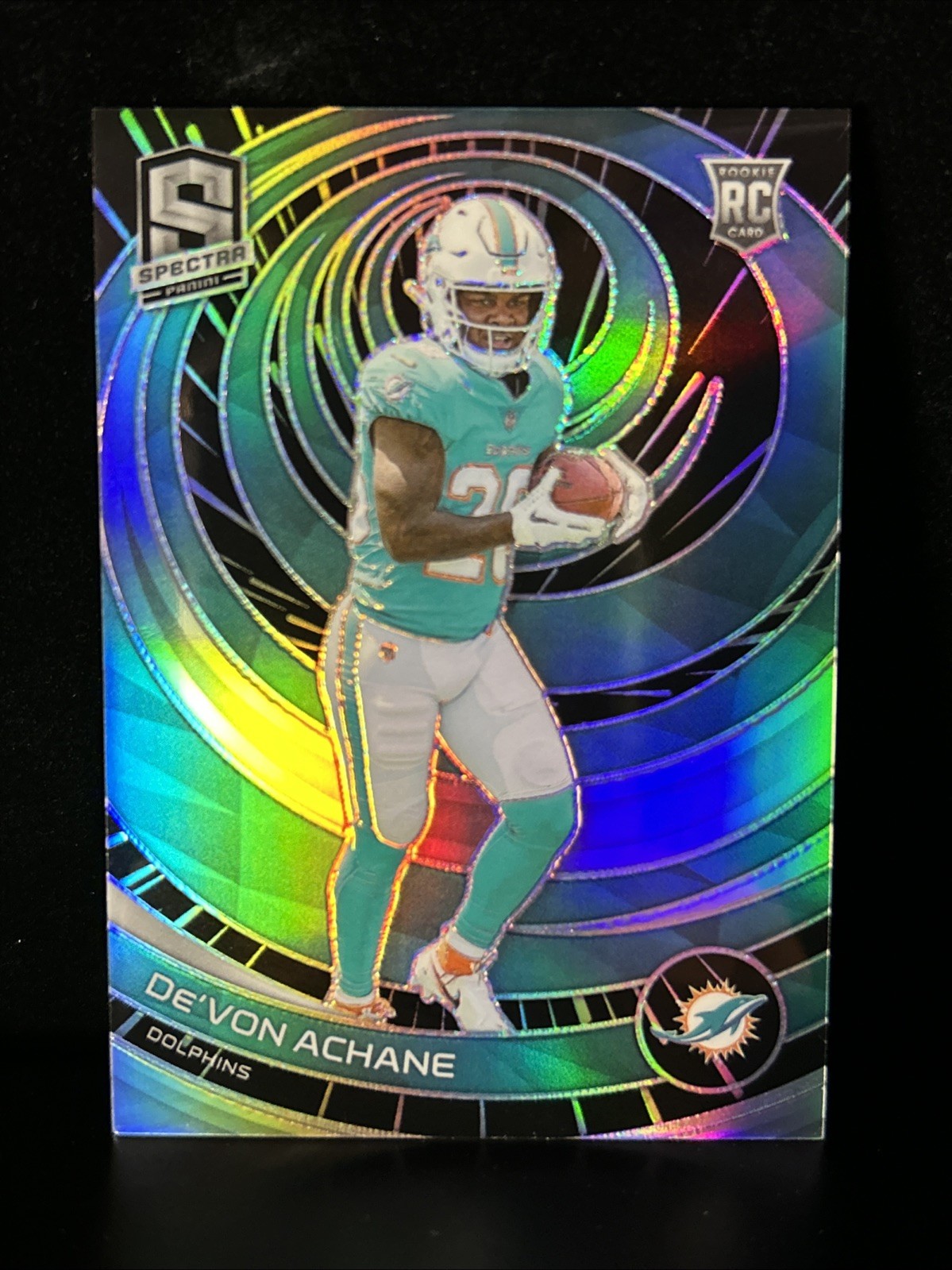 2023 Panini Spectra De'Von Achane Rookie Hyper Prizm /75 #160 RC SP Dolphins