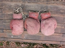 3 Guantoni da boxe vintage anni 50 antichi guanti da boxe in pelle da collezione