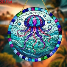 8" Jellyfish Ocean Waves Suncatcher for Room Aesthetics Home Decor Gift