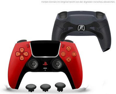 Custom PS5 Controller - Red Softtouch PRO TMR| 4er Paddle & TMR Sticks - No Stic