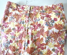 Talbots Pants Womens Sz 8 Perfect Crop Floral Cotton Blend Casual