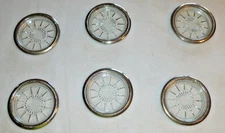 Vintage Set of 6 Leonard Italian Crystal Glass & Silver Plate Coaster Ashtray