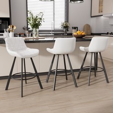26" Counter Height Bar Stools Set of 3/6, PU Bar Chairs with Back and Footrest