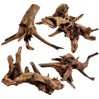 kathson Natural Aquarium S:Mopani Driftwood (5.5 to 9.5 inches/4 Pack), Brown 