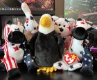 TY Beanie Babies USA Vintage Lot MWMT 4th Of July Lefty Righty Glory Baldy