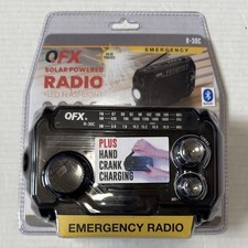 QFX R-30C Emergency Solar Powered Radio Flashlight - Hand Crank Charging - NEW