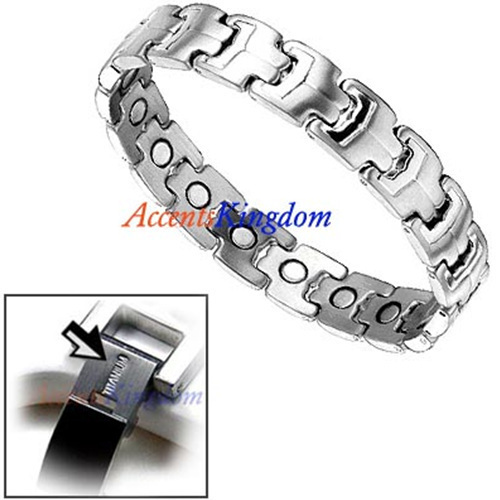 ACCENTS KINGDOM MEN'S STYLISH MAGNETIC POWER TITANIUM GOLF BRACELET T7 - Picture 1 of 4