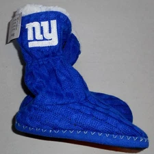 NEW YORK GIANTS FAUX FIR WOMENS SLIPPERS BOOTS  S M L XL NWT BLUE WHITE TPR SOLE