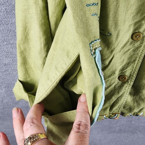 Ruby Rd Woman Lightweight Jacket 16W Sage Green Hawaii Embroidery Pockets Cuffs - Picture 10 of 24