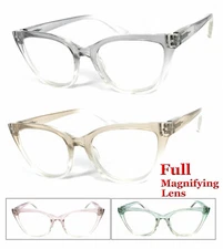 1 or 2 Pair Cat Eye Transparent 2 Tone Colorful Frame Full Lens Reading Glasses