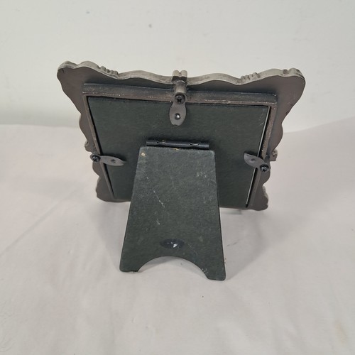 Sunflower Designs 3x3" photo picture frame square green enamel silver roses - Picture 4 of 5
