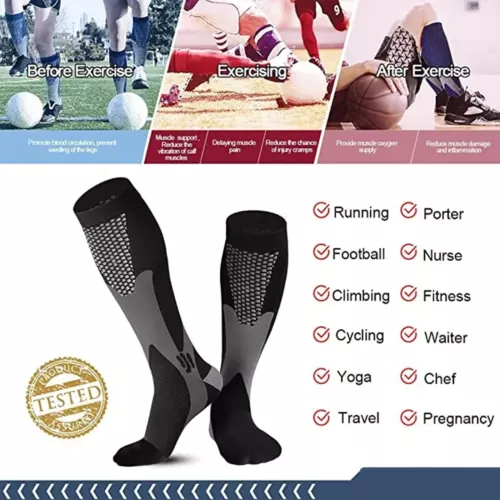 Compression Socks Nursing Stockings Medical Anti Fatigue Unisex 1-3 Pair Running - Picture 4 of 25