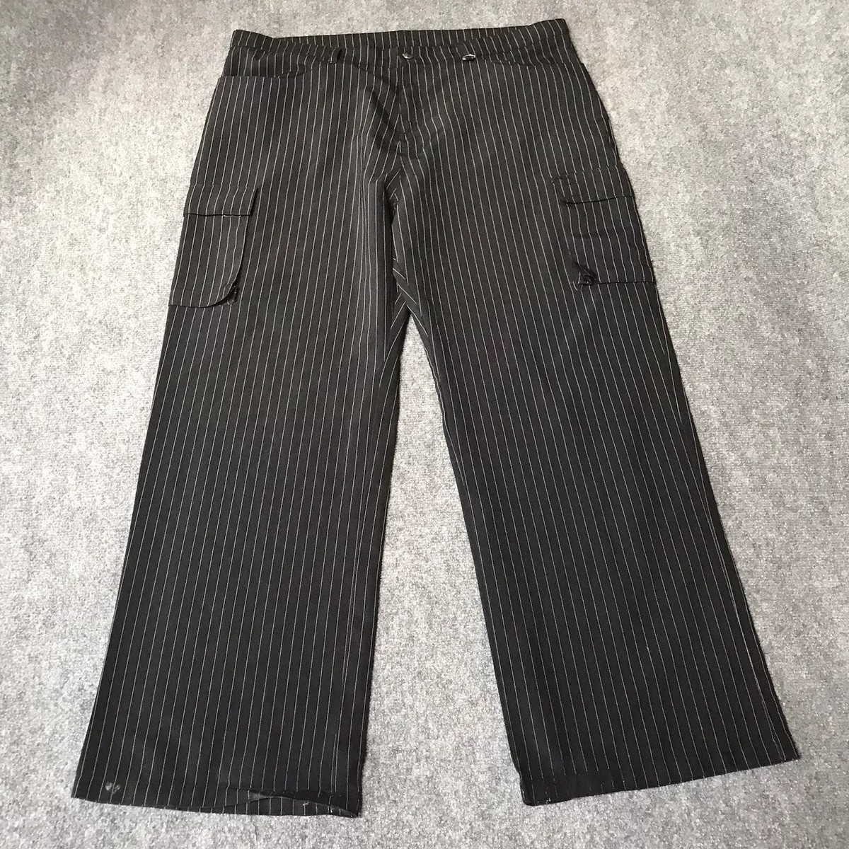 Y2K Serious Pin Striped Pants 42 Wide Leg Cyber Goth Rave