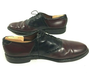 burgundy and black saddle oxfords