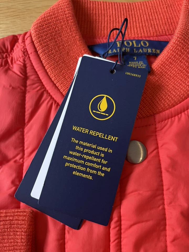 Free Hat Ralph lauren Waterproof puffer Kids Spring jacket 7 Y amazing colour - Image 4 of 4
