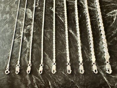 Echt Massiv 925 Sterling Silber Seil Kette Armband Halskette Made in Italy Größen