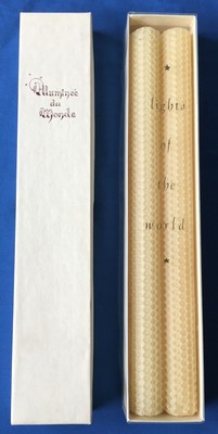 2 Vintage Hand Rolled 12'' Beeswax Candles Boxed Vermont Illuminee du Monde Magic