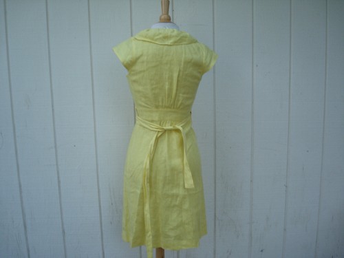Neu J.Crew gelb Leinen Kurzarm Rüschen Kragen Damen Wickelkleid 0 P - Bild 7 von 11