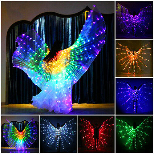 Adult or Child LED Isis Wings + 2 Telescopic Sticks Belly Dance Light Costumes - Afbeelding 1 van 19