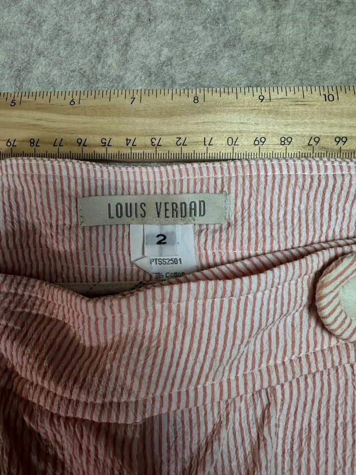 Pantalones de mujer Louis Verdad rosa y blanco a rayas verticales talla 2 Foto 4 de 4