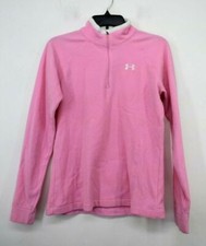 Under Armour Women Pink Long Sleeve 3/4 Zip Fleece Casual Pullover Sweatshirt S